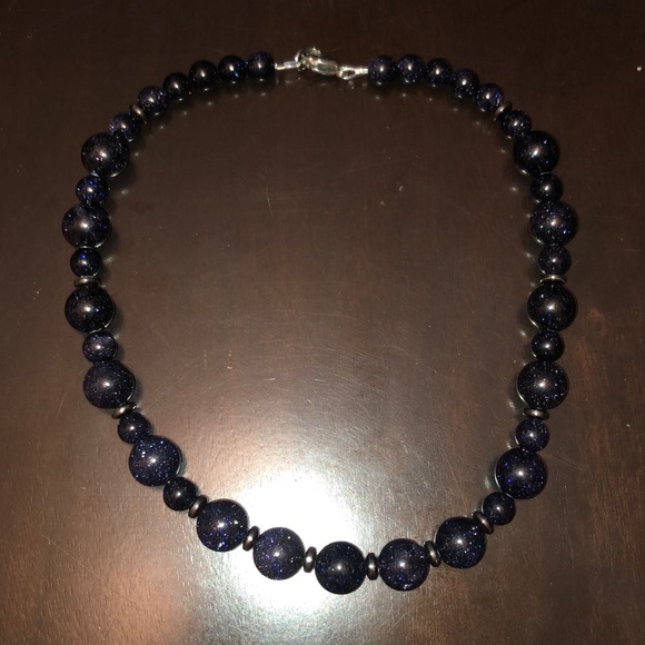 🌷Blue Sandstone and Hematite Necklace - Picture 2 of 4